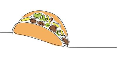Single taco continuous line art vector
