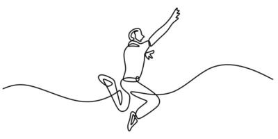 Man jumping high one line drawing vector