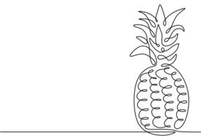 Tropical pineapple continuous line art vector