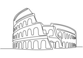 Colosseum in Rome one line drawing vector