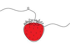 Continuous line drawing of a strawberry. Illustration for healthy food and fruit concepts. vector