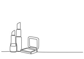 Lipstick set one line drawing vector