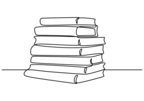 Pile of books one line drawing vector