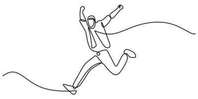 Man performing a jump line art vector