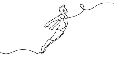 Man in hat leaping line art vector