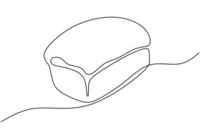 Big bread illustrated in continuous line drawing. Minimalist design for food and drink concepts. vector