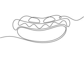 Continuous line drawing of a hot dog. Illustration for food and drink concepts. vector