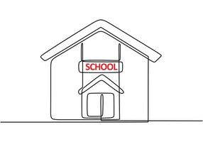 School Front Yard One Line Drawing for Learning Environment vector