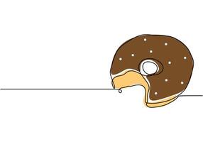 Donut one line drawing vector