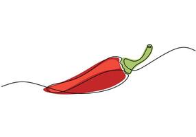 Red chili pepper one line drawing vector
