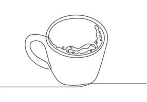 Continuous line drawing of a coffee cup. Minimalist illustration for food and drink concepts. vector