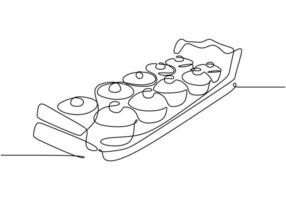 Indonesian Gamelan instrument one line drawing vector