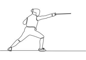 Sword strikes in fencing in continuous line drawing. Elegance and speed of the sport concept. vector
