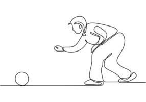Bowling game in continuous line drawing. Teamwork and skill in bowling concept. vector