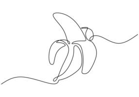 Continuous line drawing of a banana. Illustration for healthy food and fruit concepts. vector