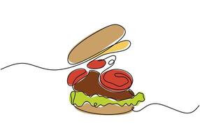 Hamburger one line drawing vector