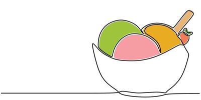 Ice cream in a bowl line art vector