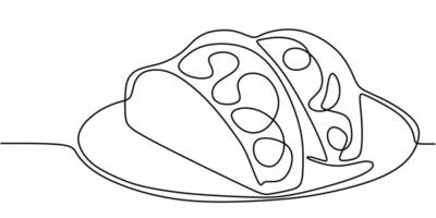 Two tacos one line drawing vector