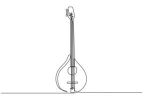 Greek Bouzouki instrument one line drawing vector