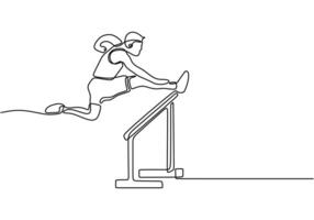 Hurdle Runner One Line Drawing for Competition Sport Activity vector