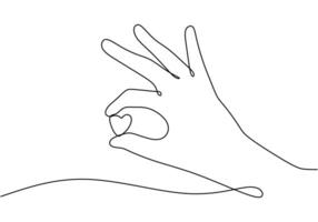 Hand cradling heart one line drawing vector