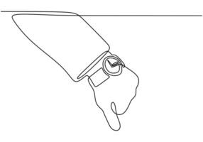 Continuous line drawing of a hand with a wristwatch. Illustration for beauty and fashion concepts. vector