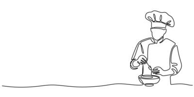 Chef in the kitchen line art vector