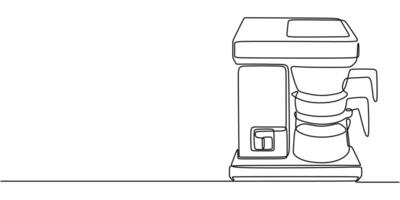 Coffee maker in continuous line drawing. Food and drink preparation appliance concept. vector