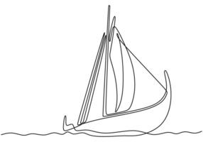 Sailboat one line drawing vector