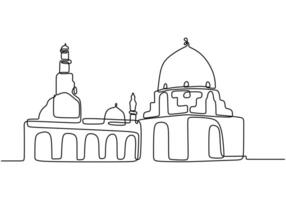 Large mosque one line drawing vector