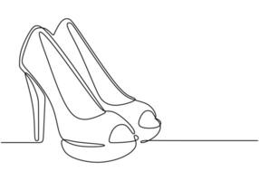 High heel shoes in continuous line drawing. Illustration for beauty and fashion on a white background. vector