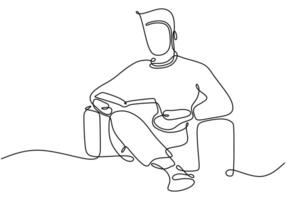 Man sitting reading a book drawing vector