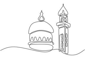 Mosque dome and minaret drawing vector