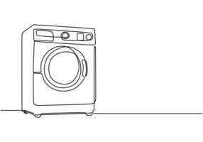 Washing Machine One Line Drawing for Laundry Cleaning Concept vector