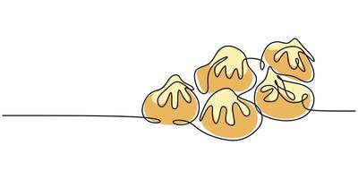 Four dim sum pieces line art vector