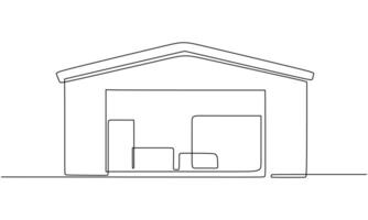 Warehouse Building One Line Drawing for Storage Facilities vector