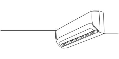 Air conditioner in continuous line drawing. Home cooling system concept. vector