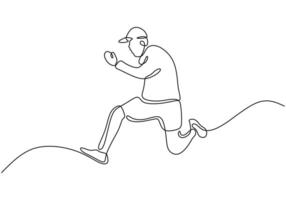 Man leaping into air line art vector