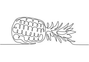 Pineapple fruit one line drawing vector