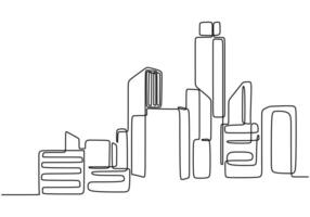 Skyscrapers one line drawing vector