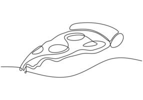 Pizza slice continuous line drawing. Minimalist food concept isolated vector