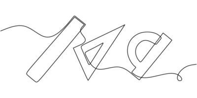 Ruler One Line Drawing for School Measurement Design vector