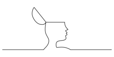 Open head one line drawing vector