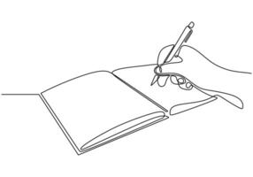 Hand writing in book with pen vector