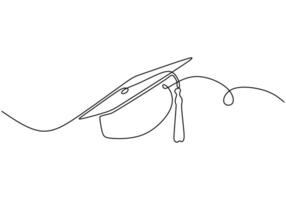 Graduation cap continuous line art. vector