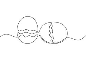 Two eggs illustrated in continuous line drawing. Design for food and Easter concepts. vector