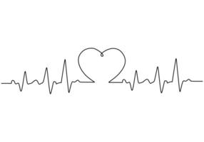 Heart Icon with Pulse Line Drawing. Simple healthcare concept with a heart symbol and pulse line art. vector