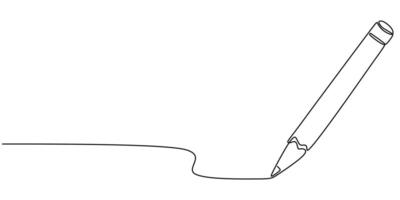 Pencil in continuous line drawing. Education concept for creativity and writing. vector