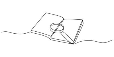 Open book with magnifying glass art vector