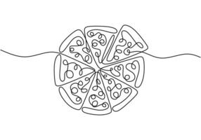 Continuous line drawing of pizza. Illustration for food and drink concepts. vector
